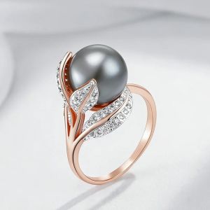 Inel "Grey Blossom" placat cu aur roz