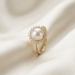 Inel ''Sunflower Soul'' cu perla si cristale