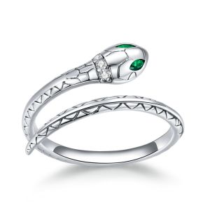 Inel "Serpent" din argint si cristale