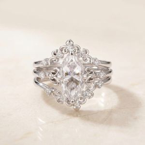 Set inele "Diamond Queen" din argint si Moissanite