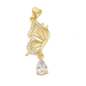 Pandantiv "Glasswing Butterfly" placat cu aur 18k si cristale