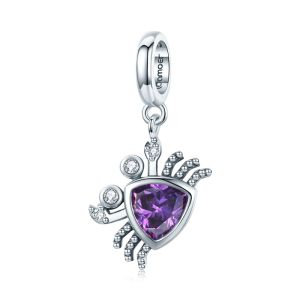 Charm "Purple Crab" din argint si cristale