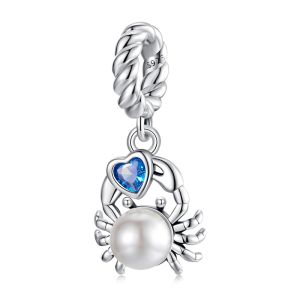 Charm "Pearly Crab" din argint