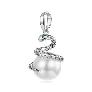 Charm "Snake Pearl" din argint
