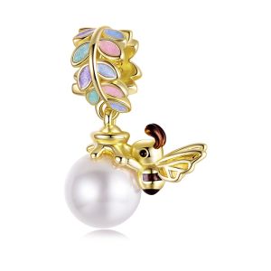 Charm "Honeyed Pearl" din argint si perla