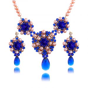 Set exclusivist din perle naturale si cristale Swarovski Majestic Blue