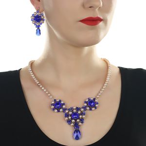 Set exclusivist din perle naturale si cristale Swarovski Majestic Blue