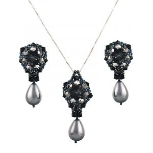 Set din cristale Swarovski, perle Mallorca lacrima si argint