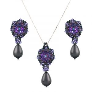 Set din cristale Swarovski, perle Mallorca lacrima si argint