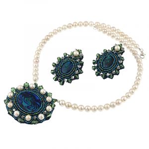 Set exclusivist din perle naturale, sidef Paua si cristale Swarovski