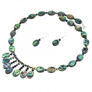 Set din sidef Paua si cristale Swarovski