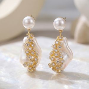 Cercei "Crystal Veil" placati cu aur