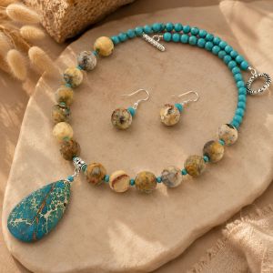 Set "Terra Blue" agat crazy, turcoaz si jasp