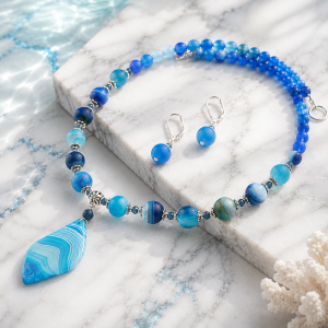 Set "Ocean Wave" din agat lace