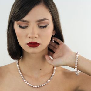 Set clasic perle naturale lila 6 - 8 mm AAA
