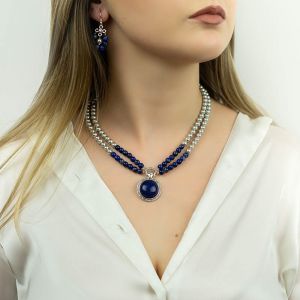 Set din perle de Mallorca si lapis lazuli