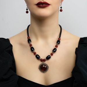 Set din agat negru si agat rosu