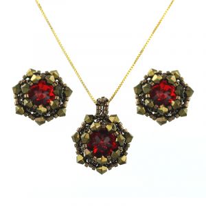 Set rivoli din cristale Swarovski si argint placat 18K