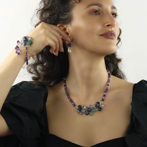 Set flori din fluorina, ametist si argint