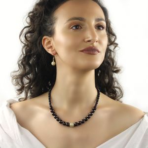 Set din granat, rhinestone si alama placata cu aur 18K