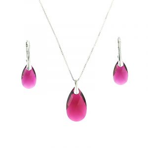 Set cristale Swarovski lacrima Fuchsia