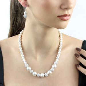 Set exclusivist din perle de Mallorca, rhinestone si argint