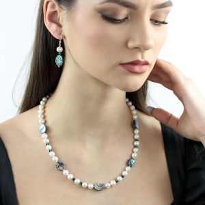 Set perle naturale, sidef Paua si cristale Swarovski