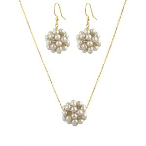 Set argint placat cu aur 18k si mure din perle de Mallorca