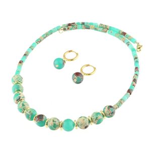 Set "Shoreline" din jasp impression si elemente placate cu aur 18k