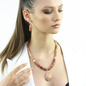 Set "Golden Sands" din Goldstone si jad