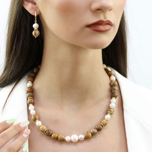Set "Coconut Shake" din perle naturale si jasp
