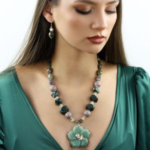 Set "Pistachio" din agat si perle de Mallorca
