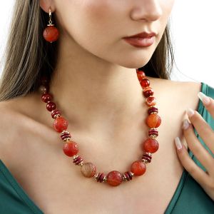 Set "Terracotta" din agat si perle naturale