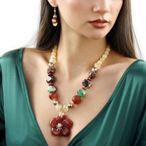 Set "Rosewood" din boulder opal, citrin si agat