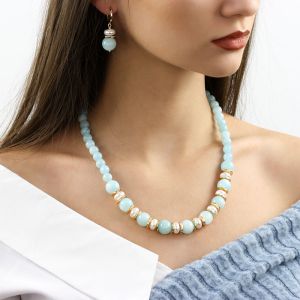 Set "Pastel Blue" din jad si perle de Mallorca