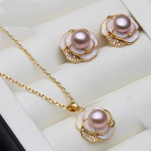 Set "Ellia" placat cu aur si perle