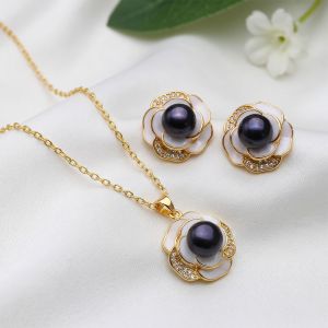 Set "Malia" placat cu aur si perle