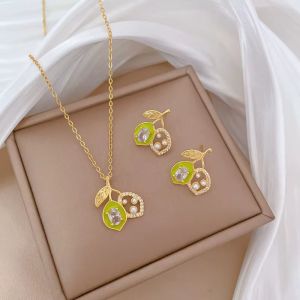 Set "Pearly Lime" placat cu aur