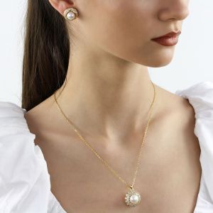 Set "Daphne" placat cu aur, cristale si perle
