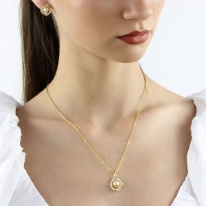 Set "Delyssa" placat cu aur, cristale si perle
