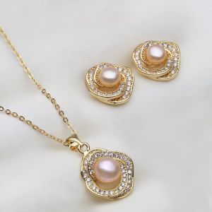 Set "Delyssa" placat cu aur, cristale si perle