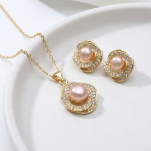 Set "Delyssa" placat cu aur, cristale si perle