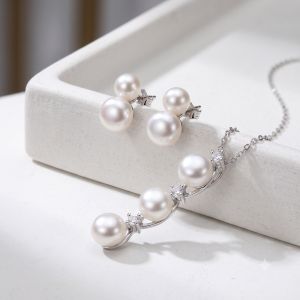 Set "White Sense" din argint si perle naturale