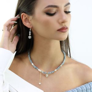 Set "Aspen" din acvamarin si perle naturale