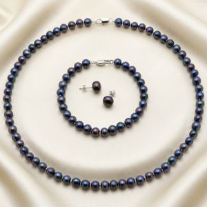 Set "Total Eclipse'' din perle naturale si argint