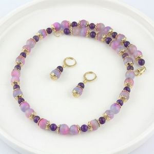 Set "Ametist blush" din jad multicolor si ametist