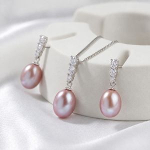 Set "Lilac Elegance" din argint si perle naturale