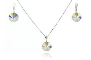 Set cristale Swarovski Crystal Aurora Borealis si argint