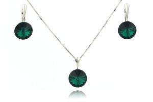 Set cristale Swarovski Emerald si argint