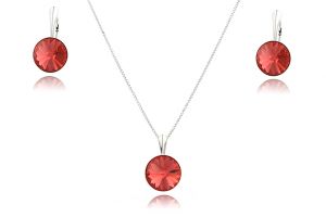 Set cristale Swarovski Padparadscha si argint